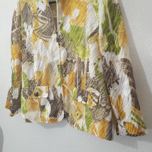 Alfred Dunner Jacket Womens Size 6 Petite Lightweight Abstract Zip Up 3/4 Sleeve - Picture 10 of 12